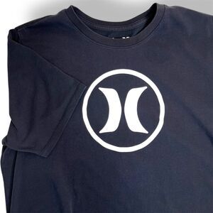 Hurley X Nike Dri Fit Black T Shirt Crew Neck Short Sleeve Mens Large Front Logo